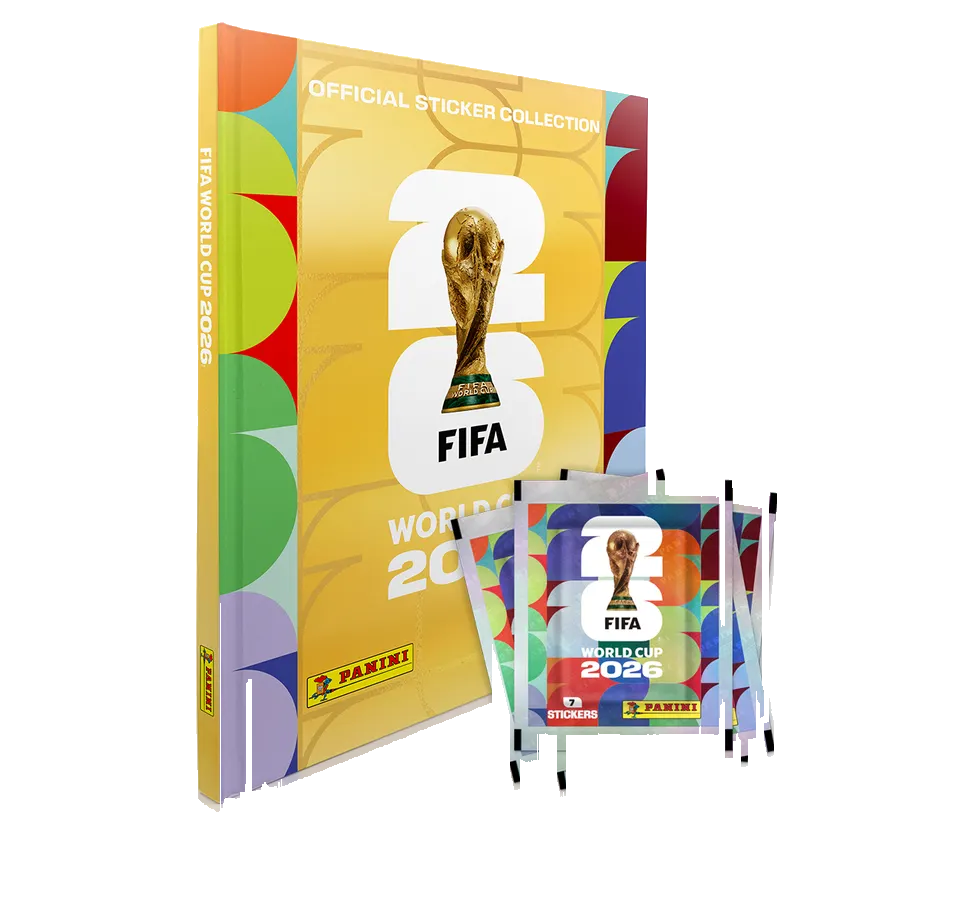 Combo Álbum Tapa Dura Dorado más caja de 50 sobres FIFA 2026
