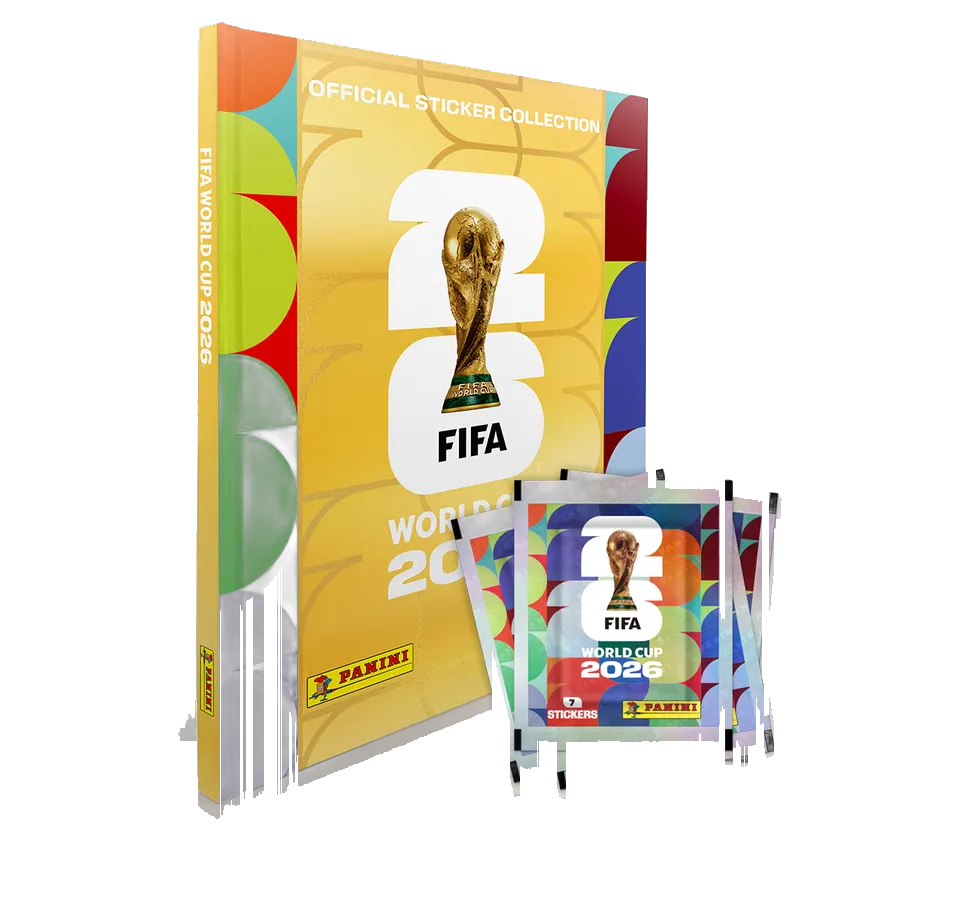Combo Álbum Tapa Dura Dorado más caja de 50 sobres FIFA 2026